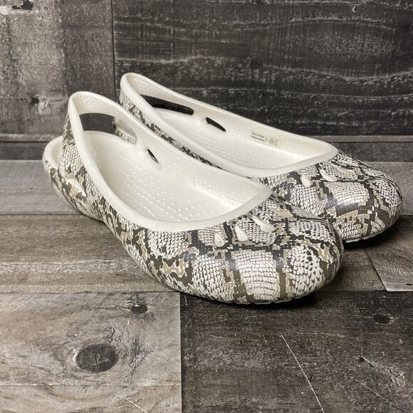 Crocs Kadee Flats Snakeskin Snake Print Comfort Slip On Ballet Shoes Women’s 7 - Picture 1 of 14